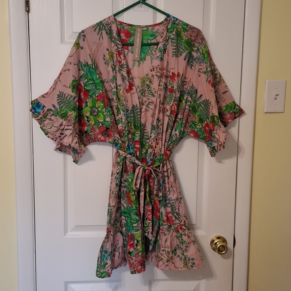 Plum Pretty Sugar by Anthopology sz M, flutter sleeve kimono